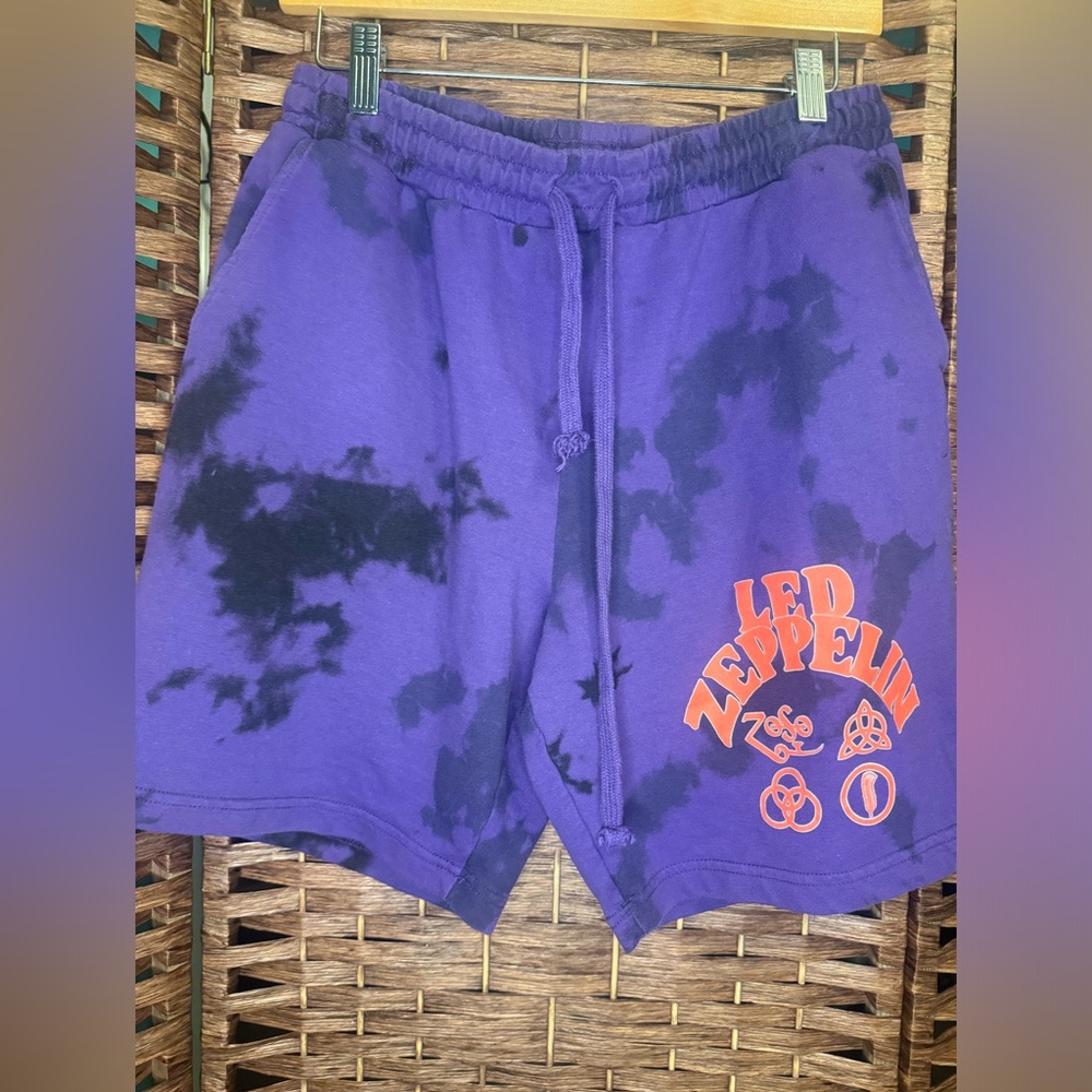 Led Zeppelin shorts tie dye Large Can be men’s Or woman’s Purple and black